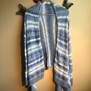 Forever 21 Handkerchief Cardigan, Medium, skyblue/white, EUC,pet/smoke free home